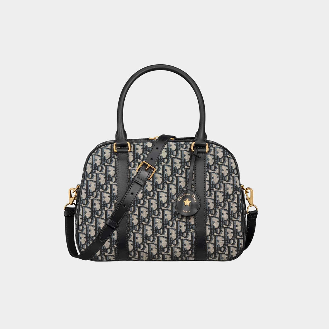 Large D-Vibe Bowling Bag Blue Dior Oblique Jacquard