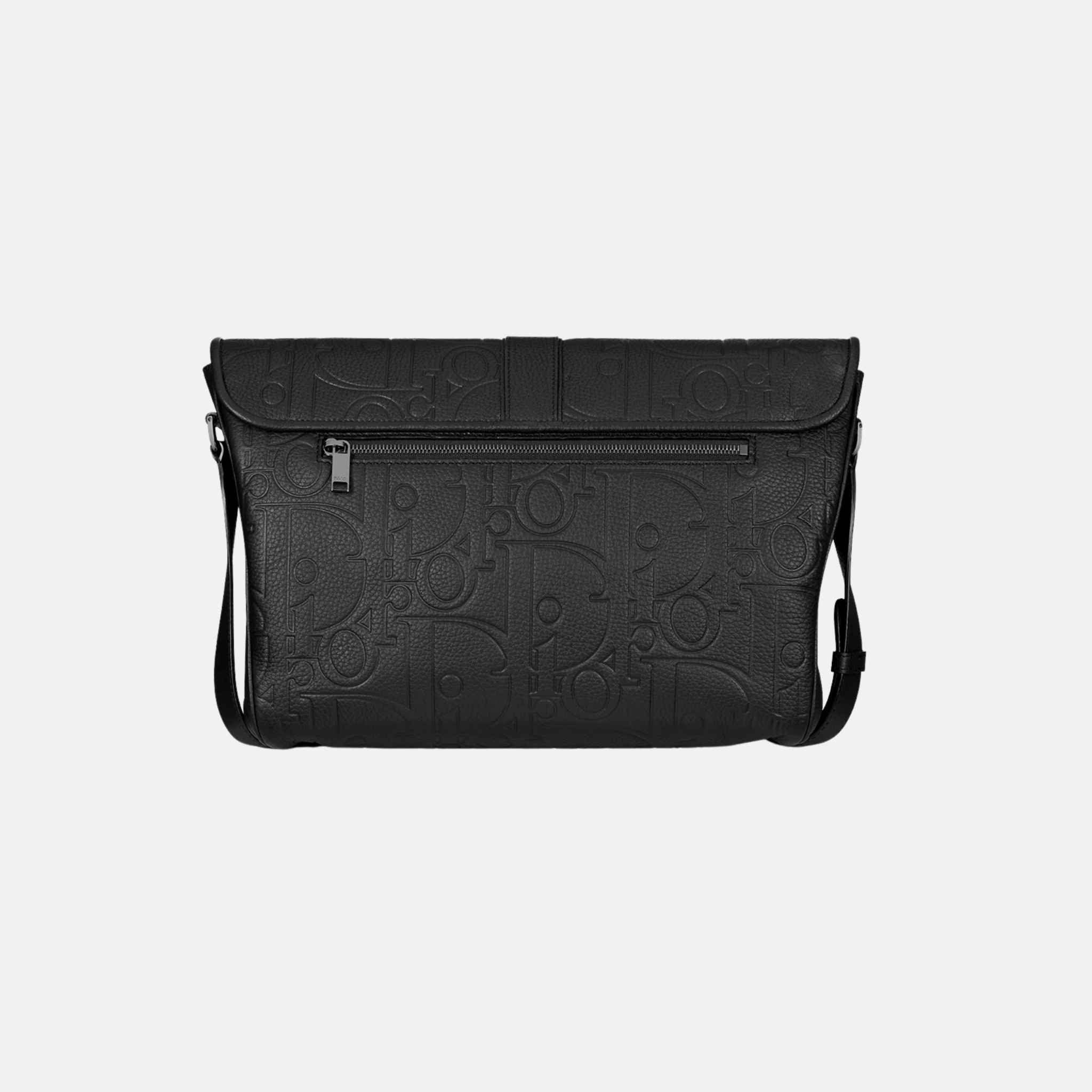 Large Daily Messenger Bag with Flap in Grained Calfskin
