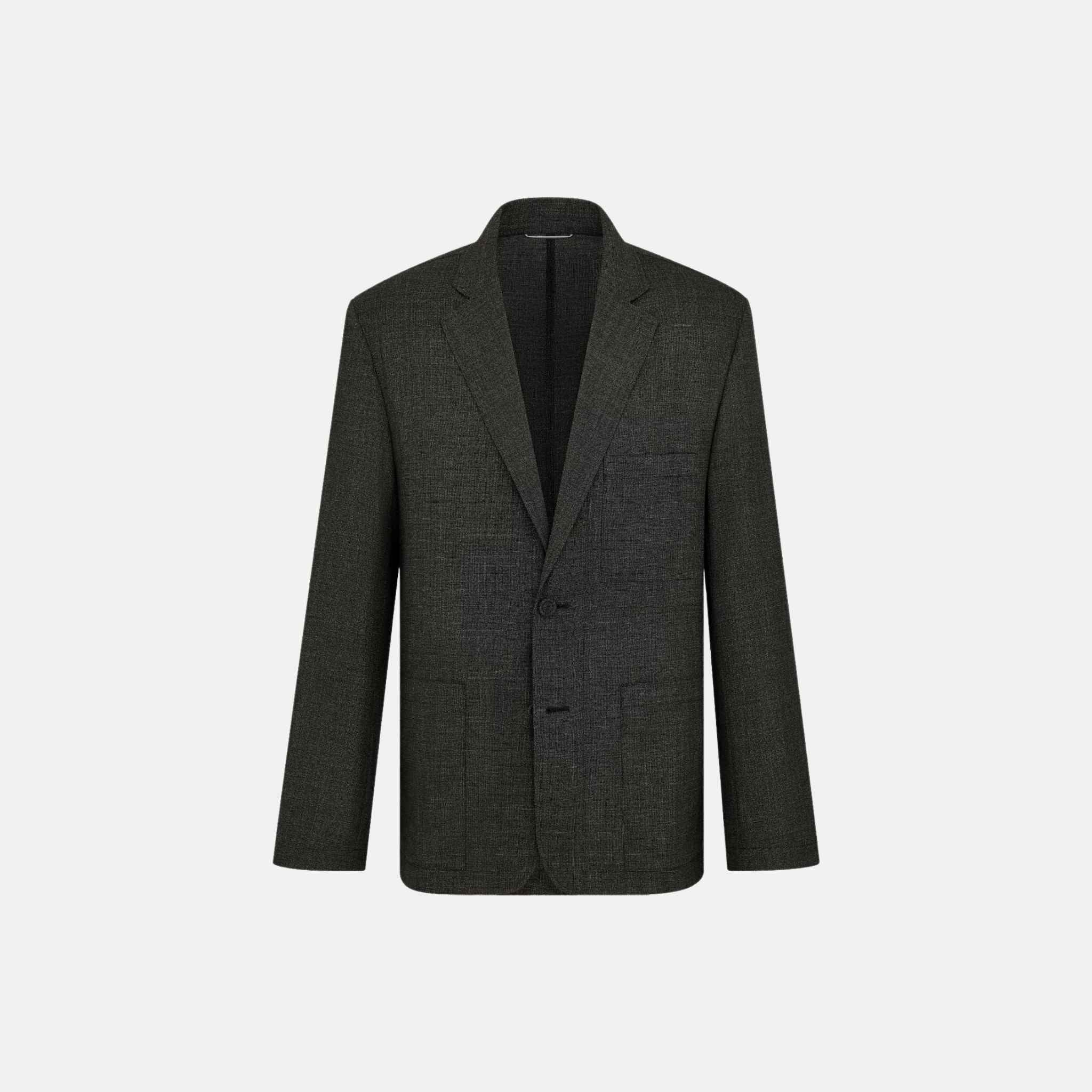 Lightweight Jacket In Virgin Wool Basketweave