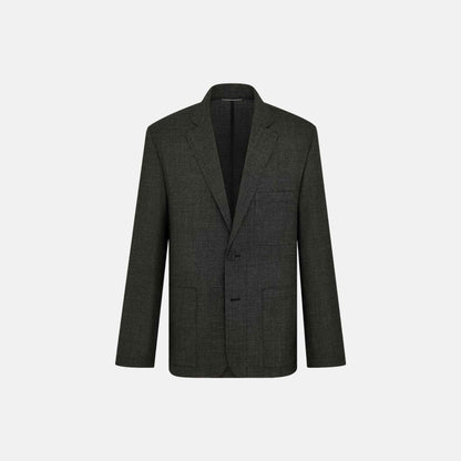 Lightweight Jacket In Virgin Wool Basketweave