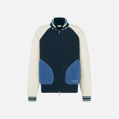 Lily Of The Valley Varsity Cardigan In Felted Wool Jersey