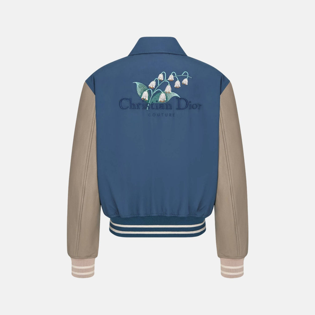Lily Of The Valley Varsity Jacket In Cotton Twill And Lambskin