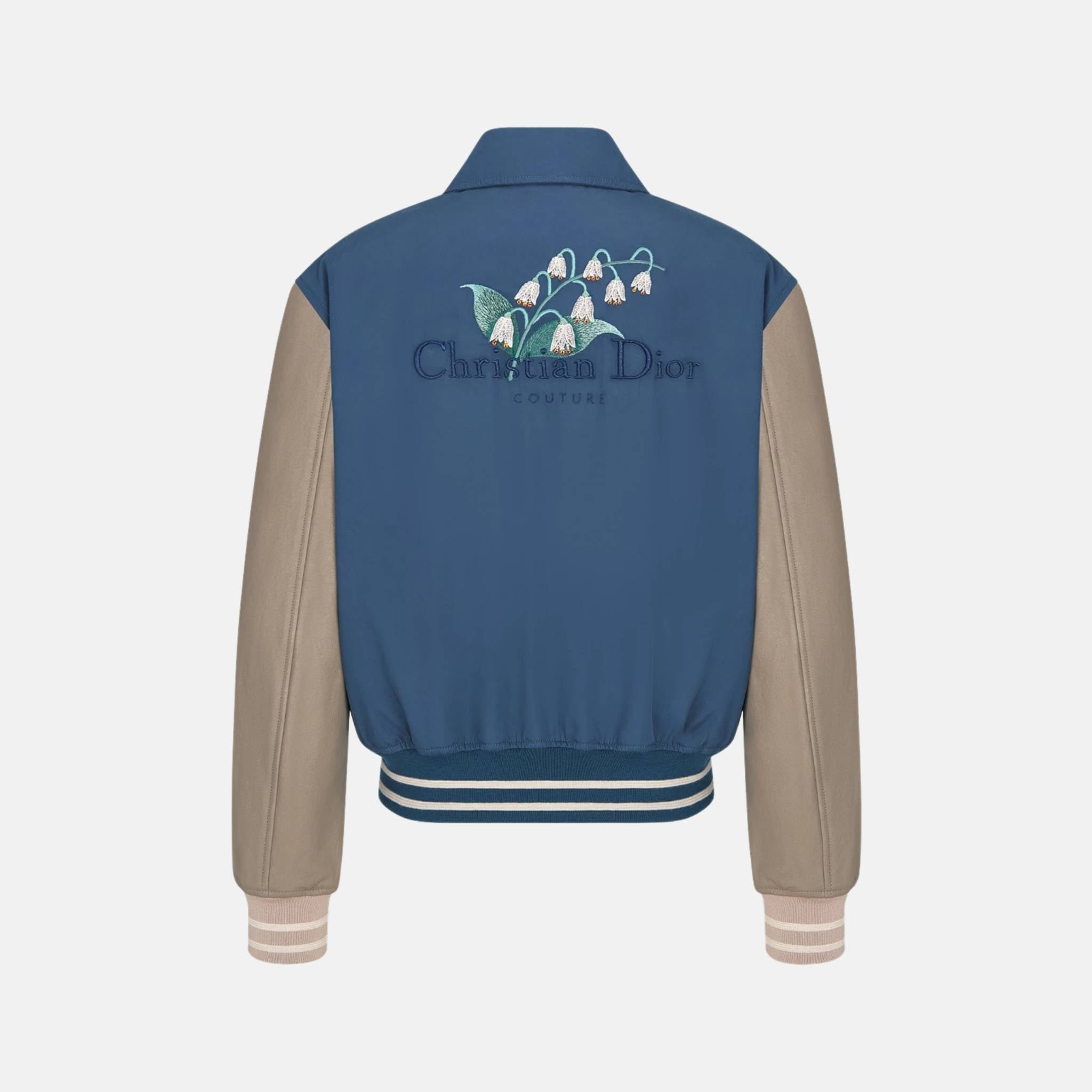 Lily Of The Valley Varsity Jacket In Cotton Twill And Lambskin
