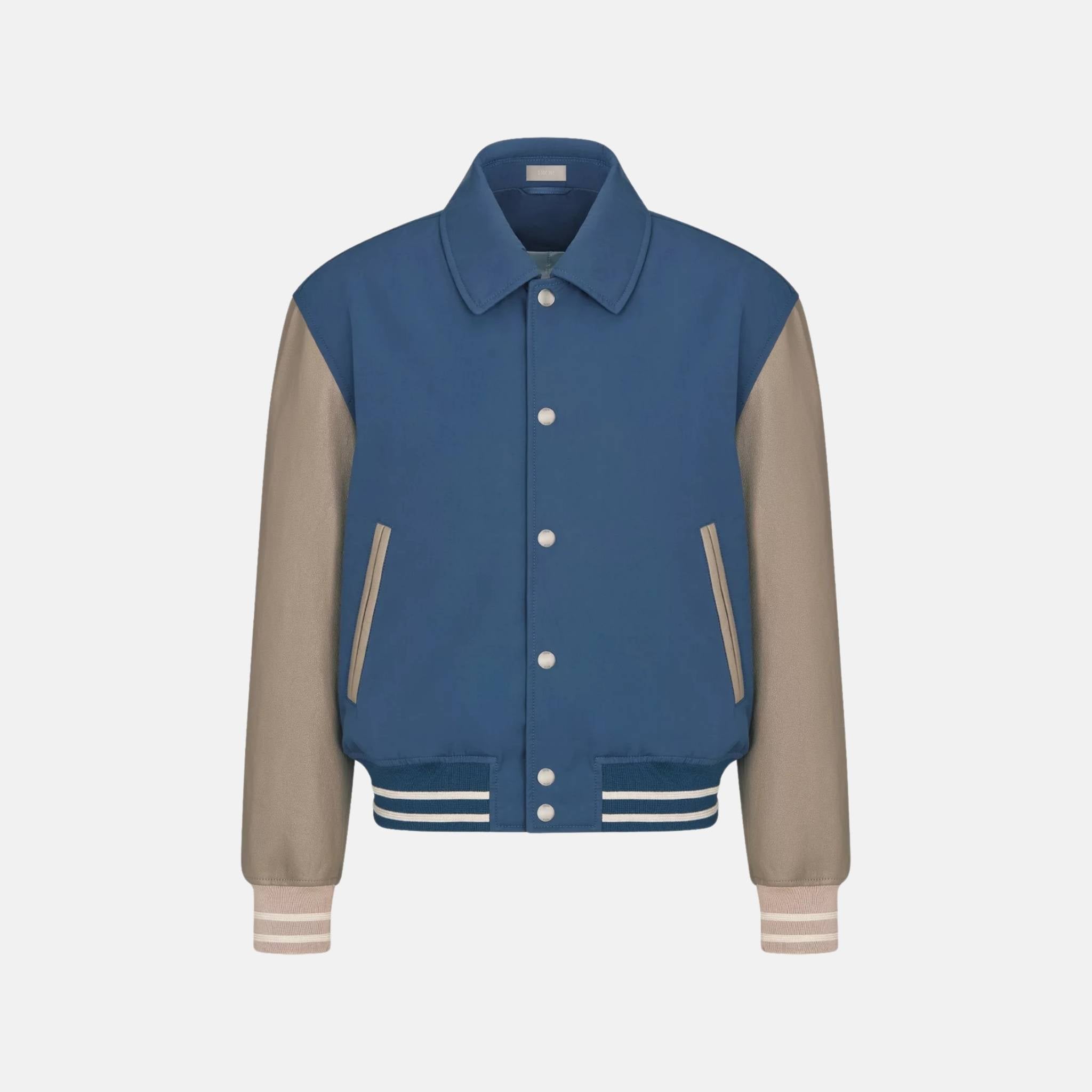 Lily Of The Valley Varsity Jacket In Cotton Twill And Lambskin