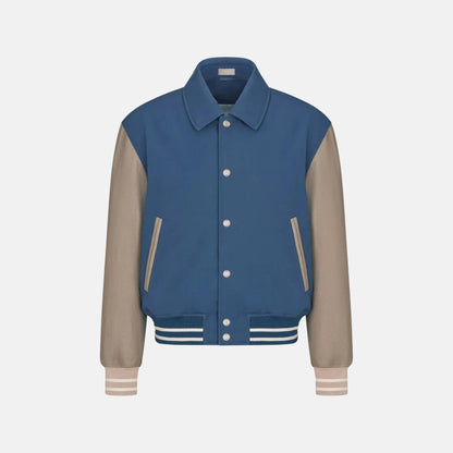 Lily Of The Valley Varsity Jacket In Cotton Twill And Lambskin