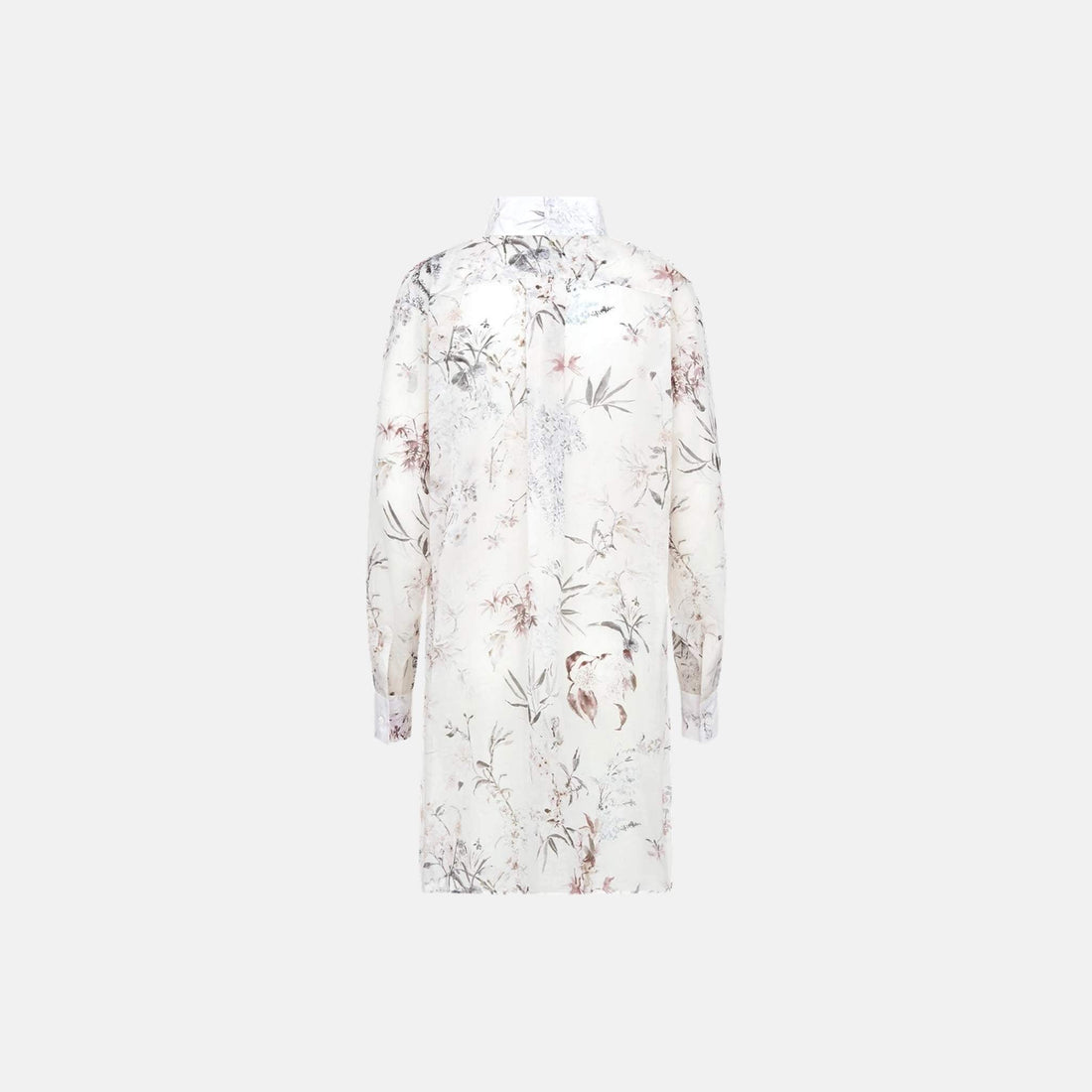 Long Blouse In Cotton Muslin With Multicolor Millefiori Motif