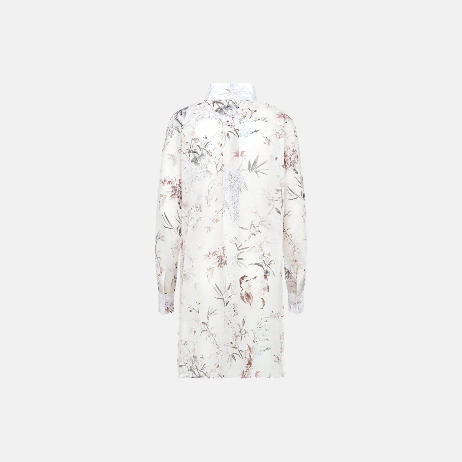 Long Blouse In Cotton Muslin With Multicolor Millefiori Motif