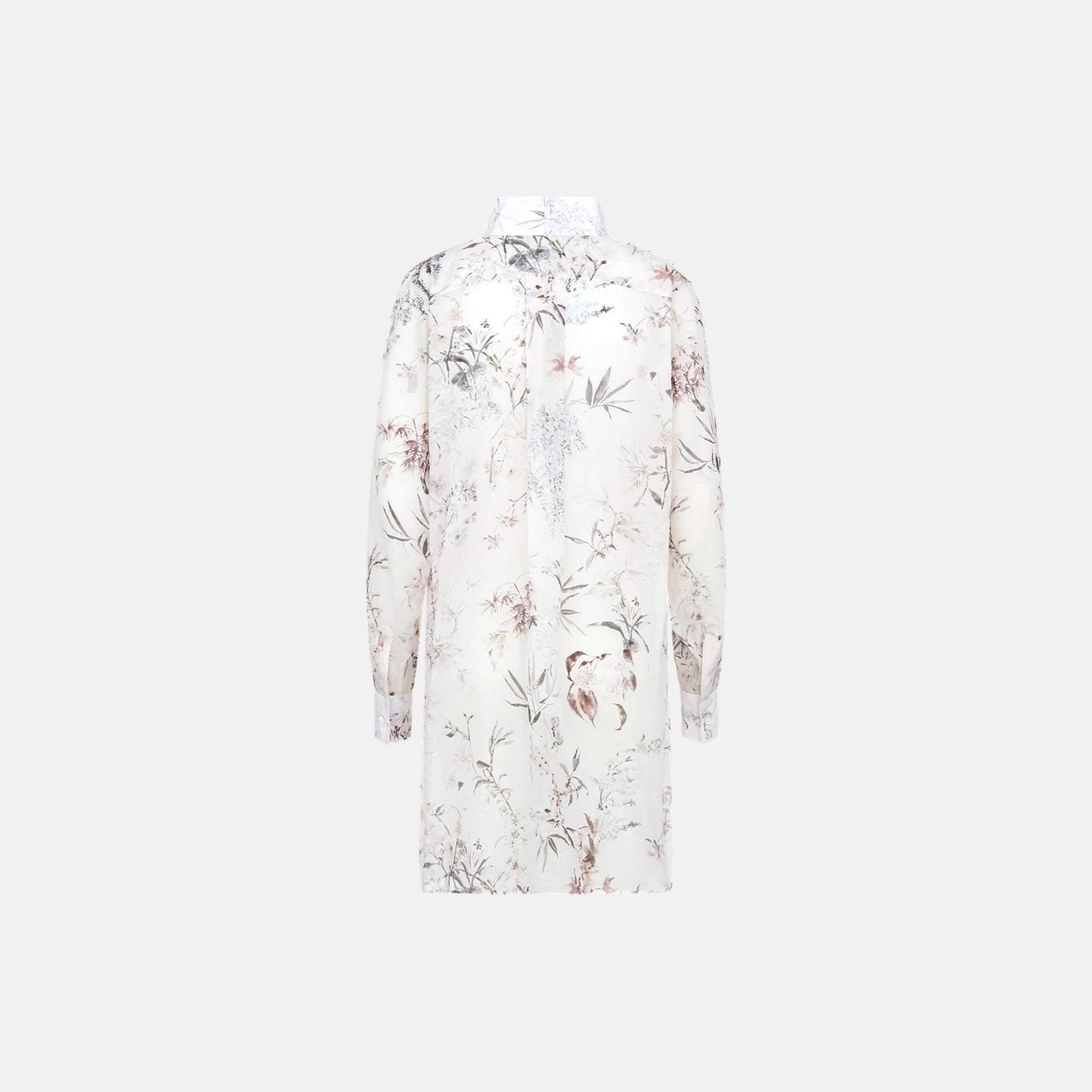 Long Blouse In Cotton Muslin With Multicolor Millefiori Motif