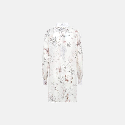 Long Blouse In Cotton Muslin With Multicolor Millefiori Motif