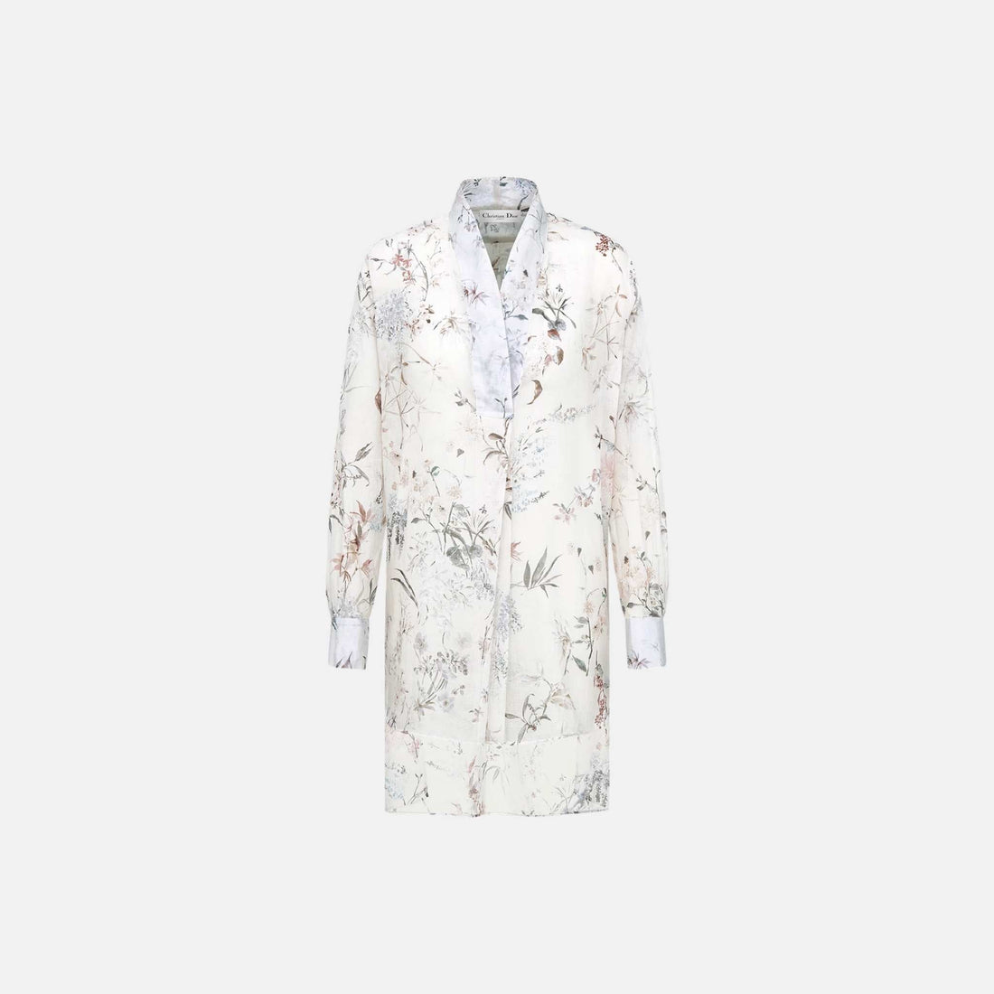 Long Blouse In Cotton Muslin With Multicolor Millefiori Motif