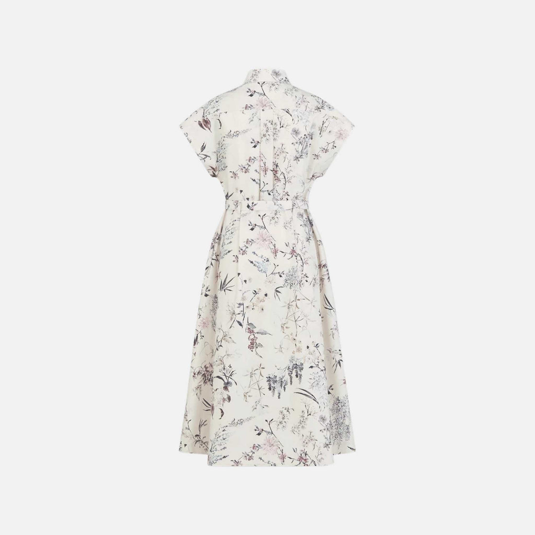 Mid Length Belted Shirtdress In Cotton And Silk Poplin