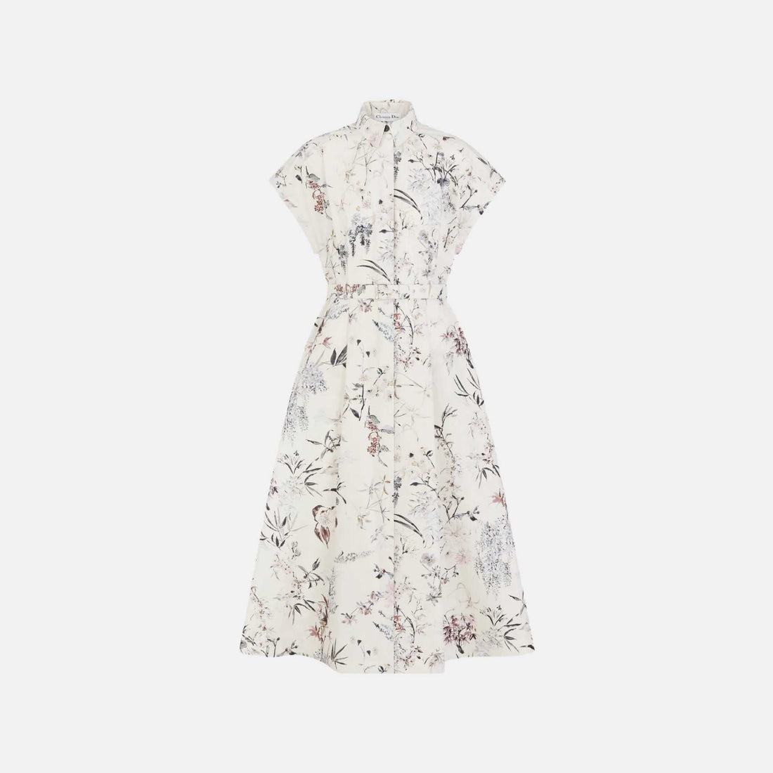 Mid Length Belted Shirtdress In Cotton And Silk Poplin