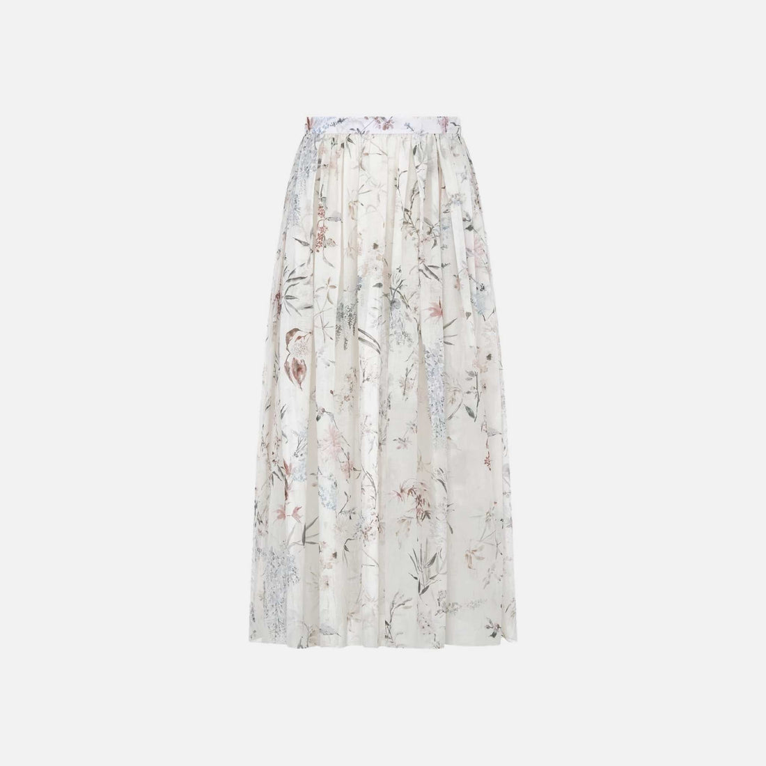Mid Length Flared Skirt In Cotton Muslin