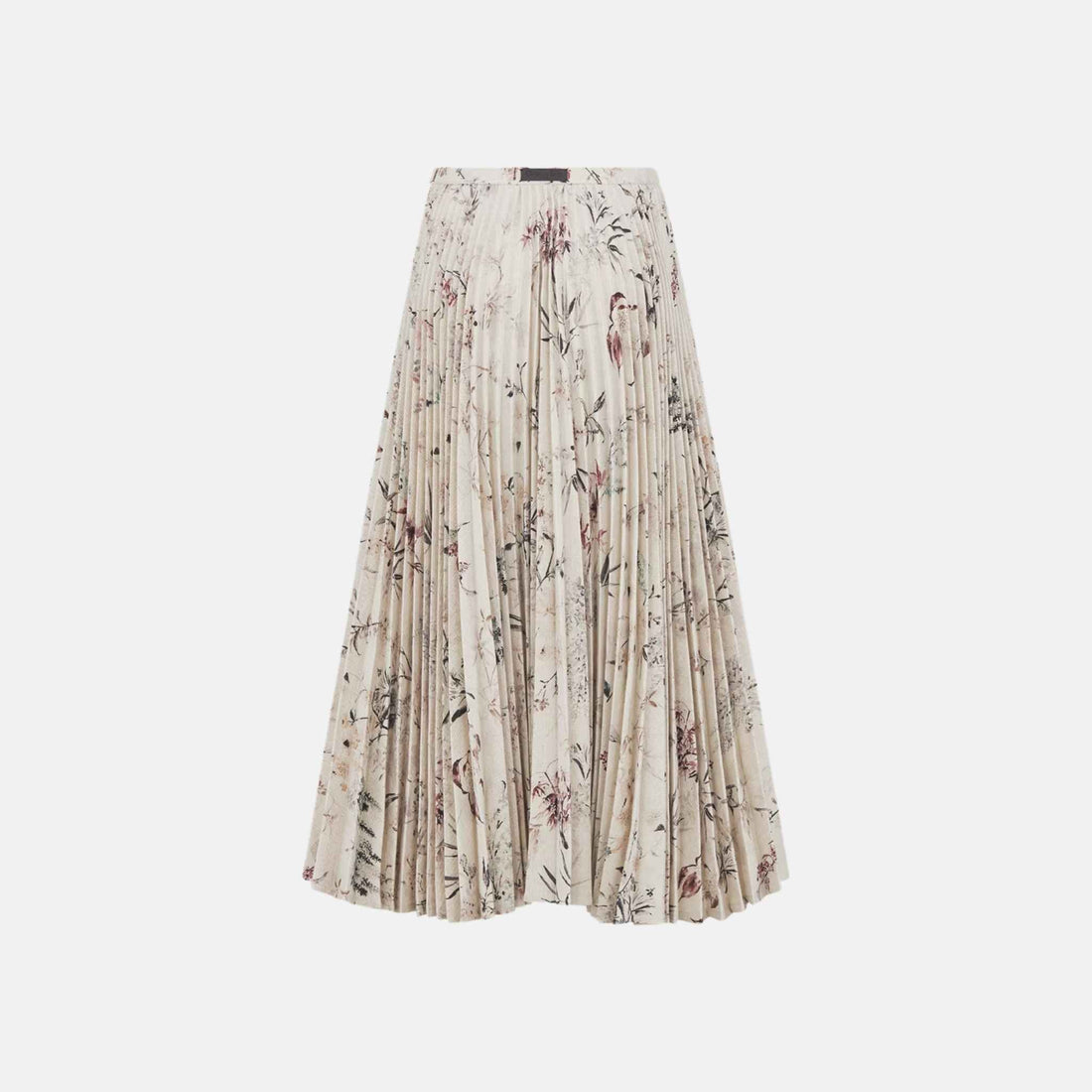 Mid Length Pleated Skirt In Cotton Linen Denim
