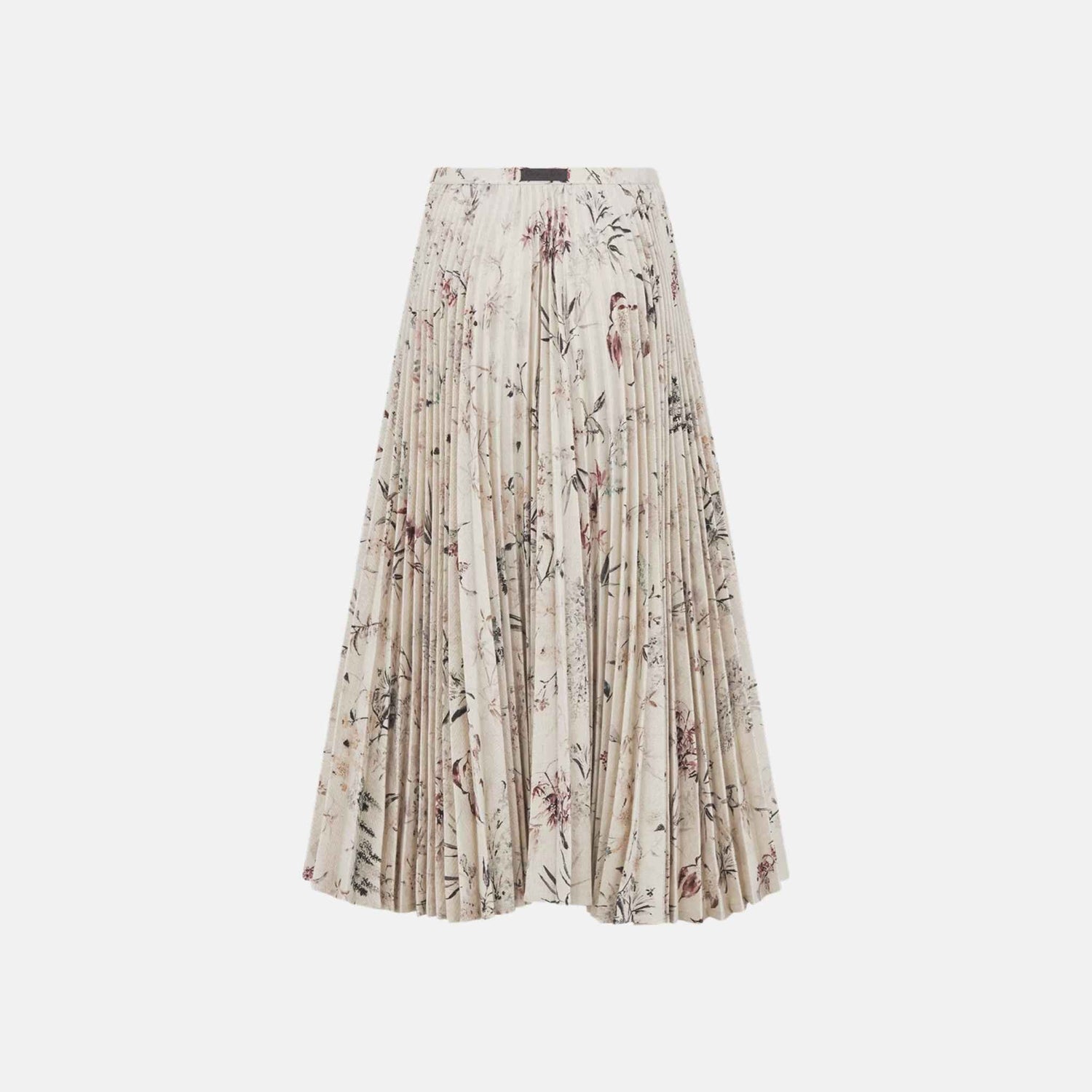 Mid Length Pleated Skirt In Cotton Linen Denim
