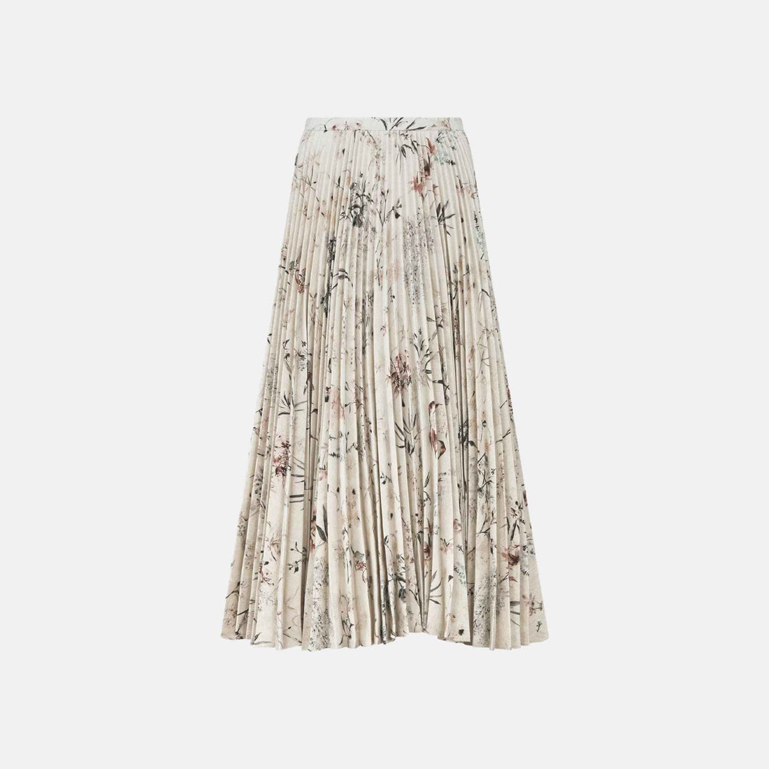 Mid Length Pleated Skirt In Cotton Linen Denim