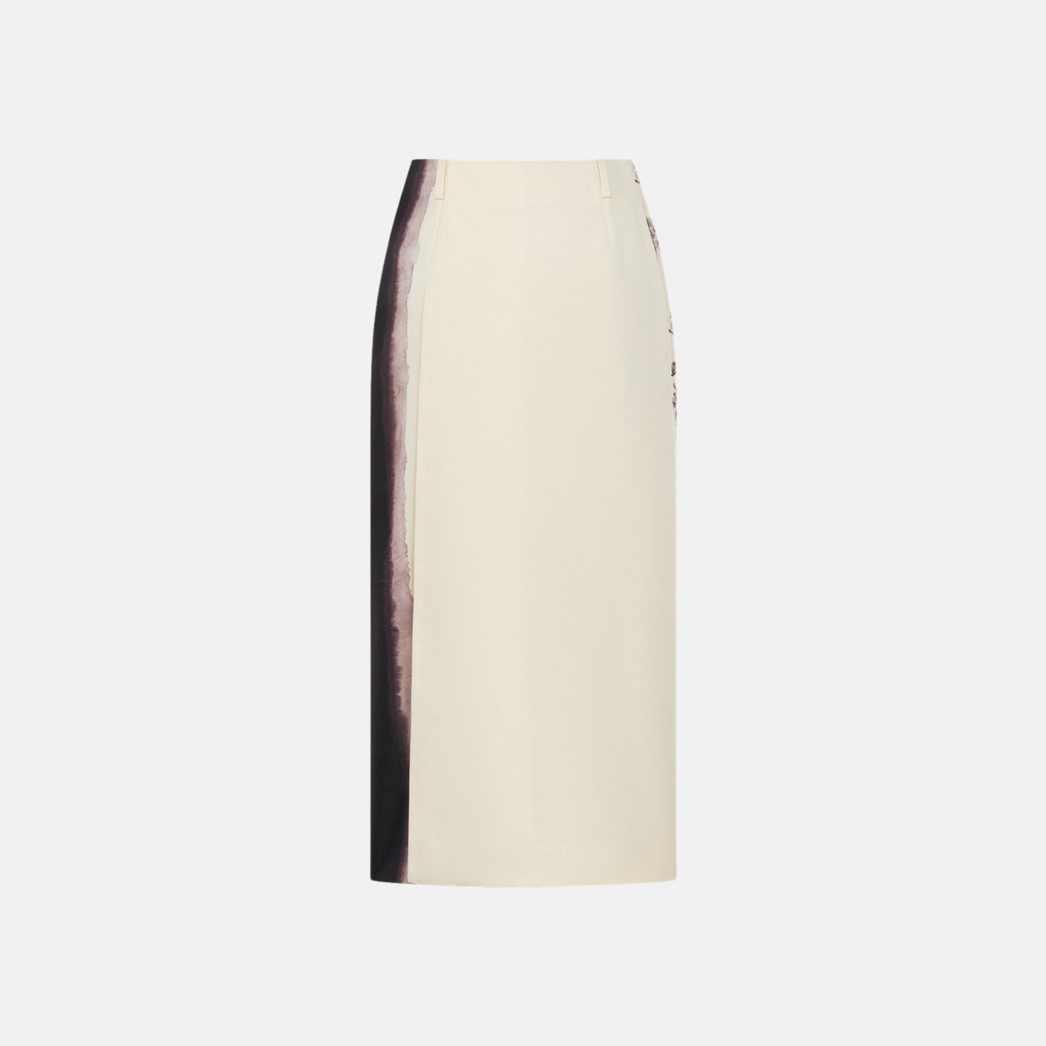 Mid Length Straight Skirt In Silk Faille