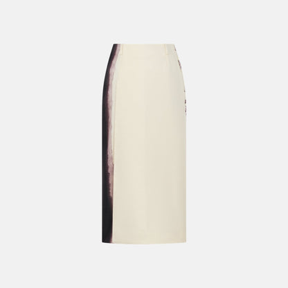 Mid Length Straight Skirt In Silk Faille