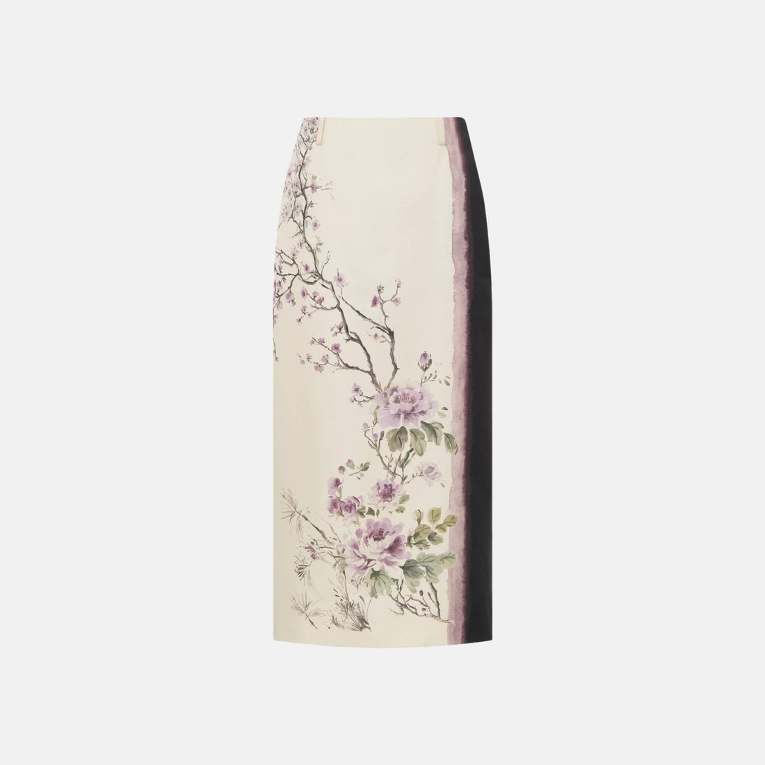 Mid Length Straight Skirt In Silk Faille