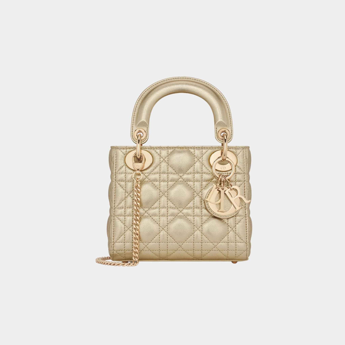 Mini Lady Dior Bag Metallic Gold-Tone