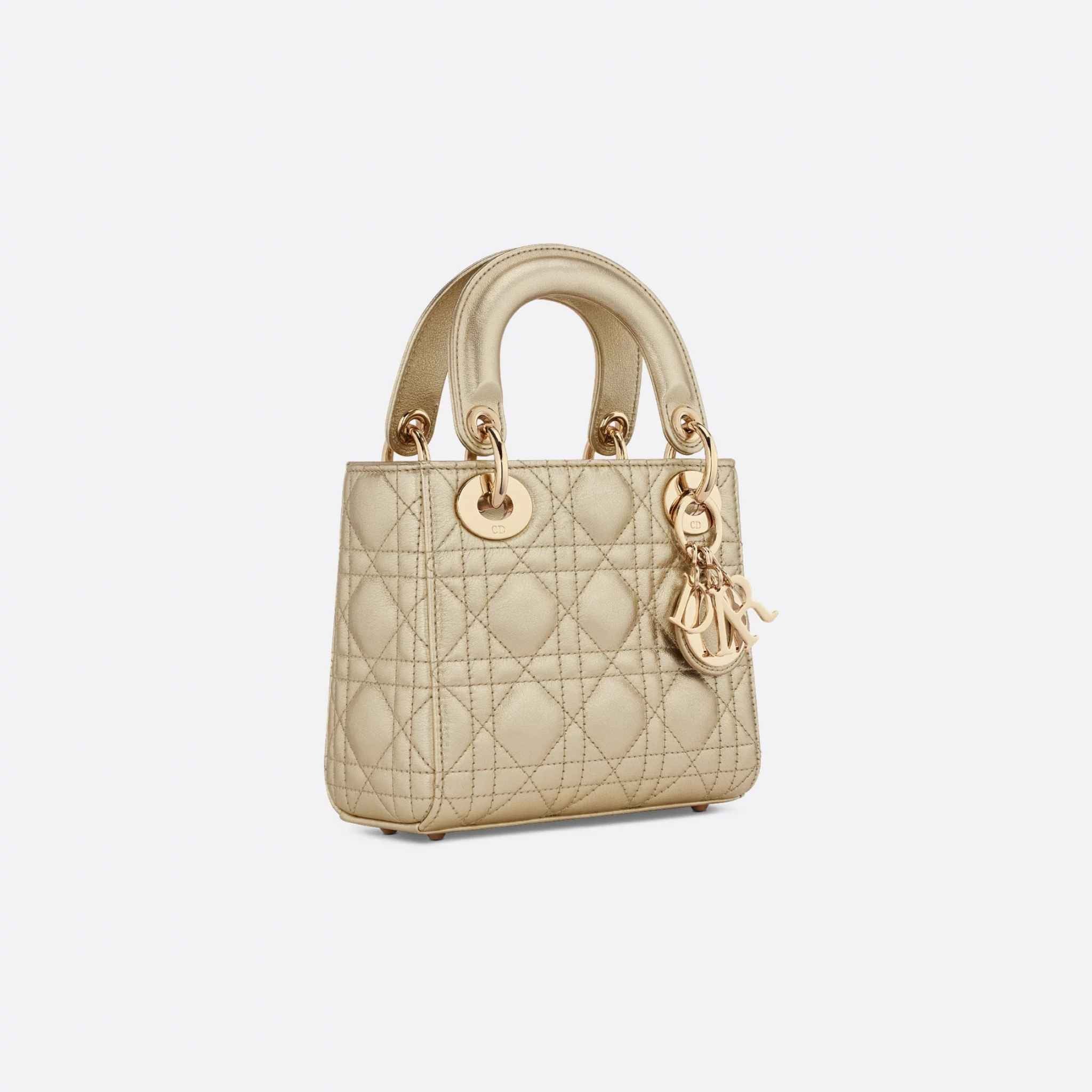 Mini Lady Dior Bag Metallic Gold-Tone