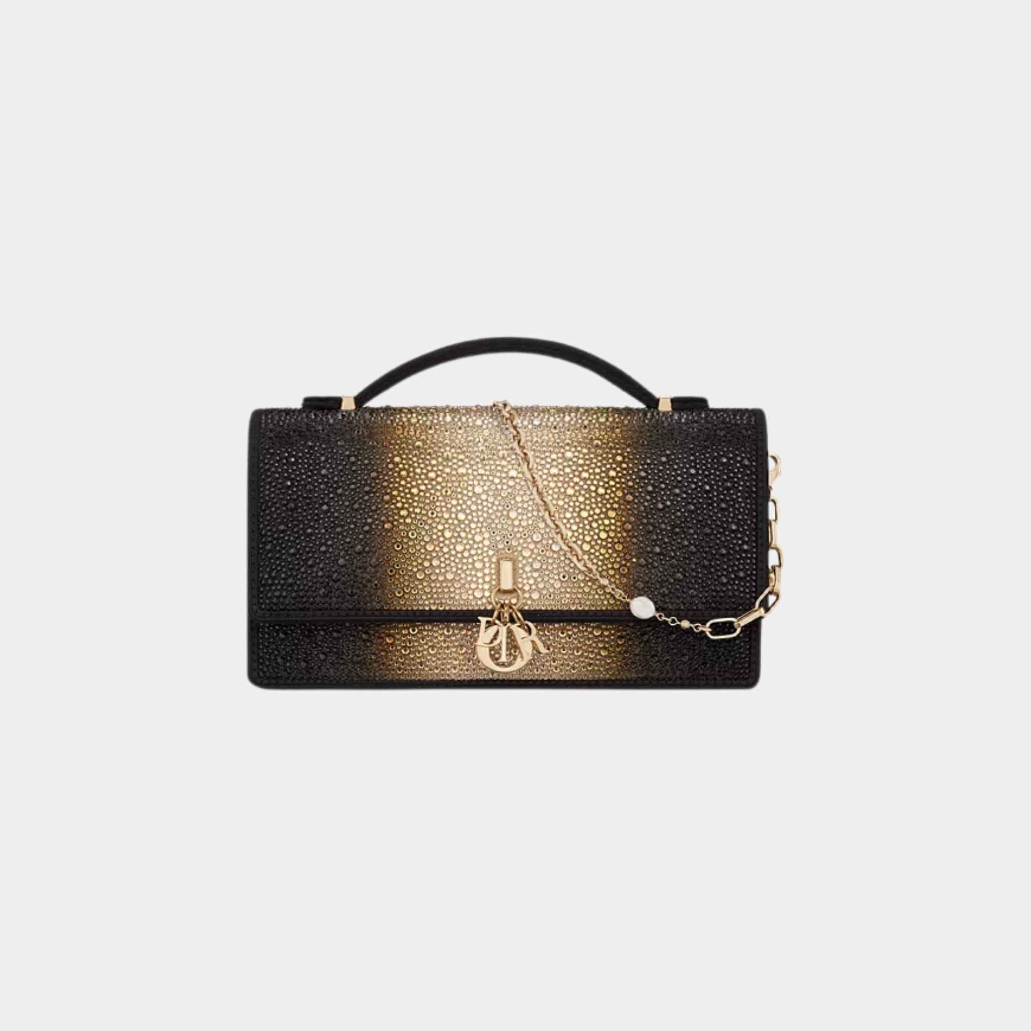 Or My Dior Mini Bag Gradient Gold-Tone And Black Strass
