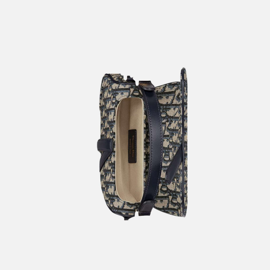 Mini Saddle Bag With Strap In Oblique Jacquard and Gold Finish