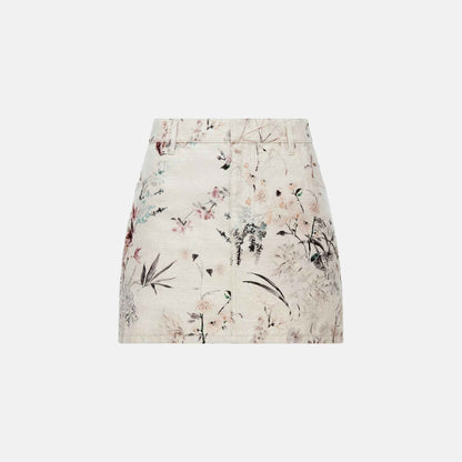 Miniskirt In Cotton And Linen Denim