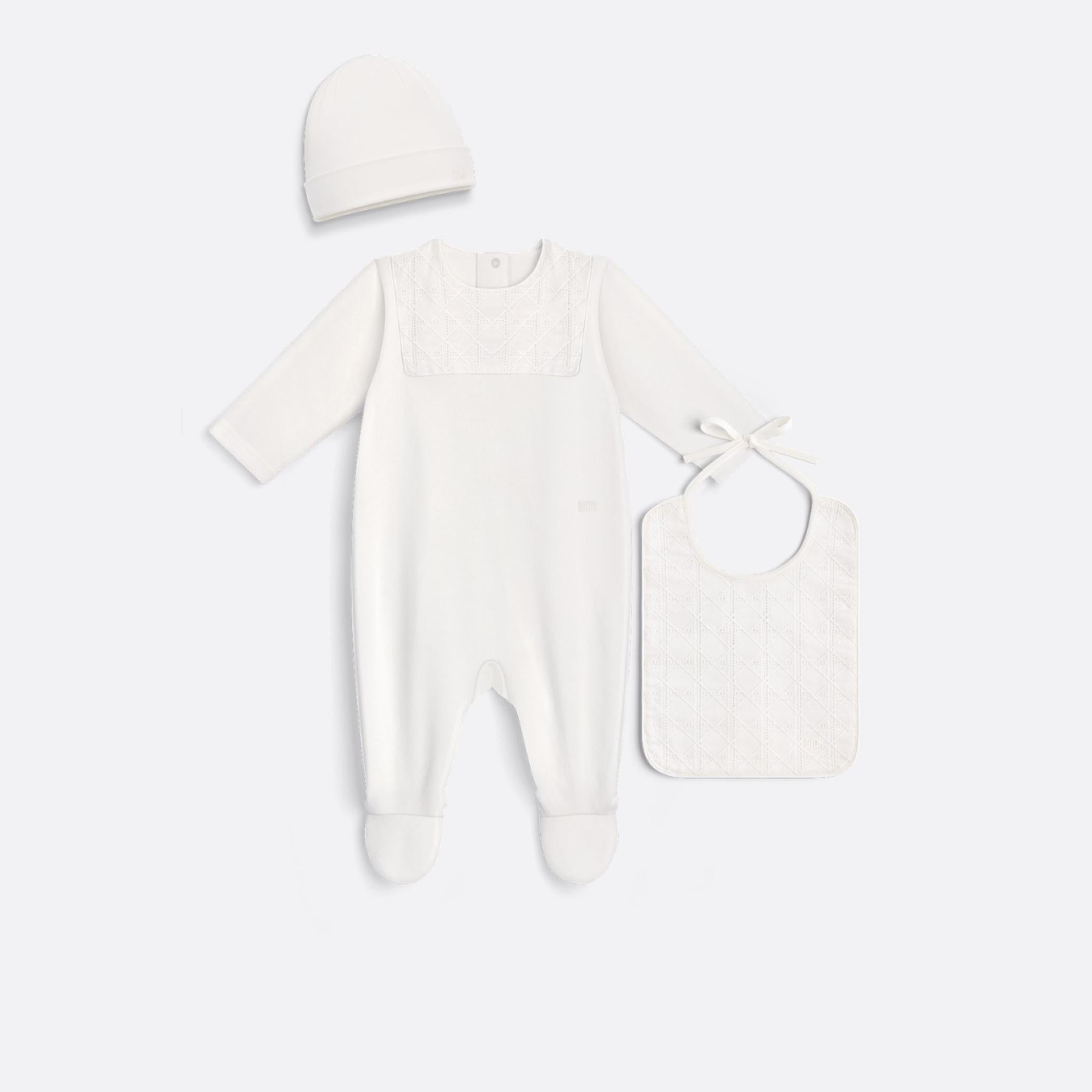 Newborn Gift Set Ivory Cannage Cotton Jersey and Voile