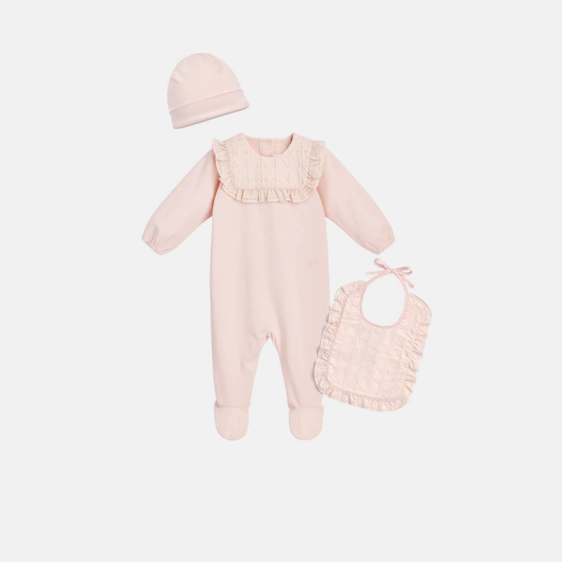 Newborn Gift Set Pale Pink Cannage Cotton Jersey and Voile