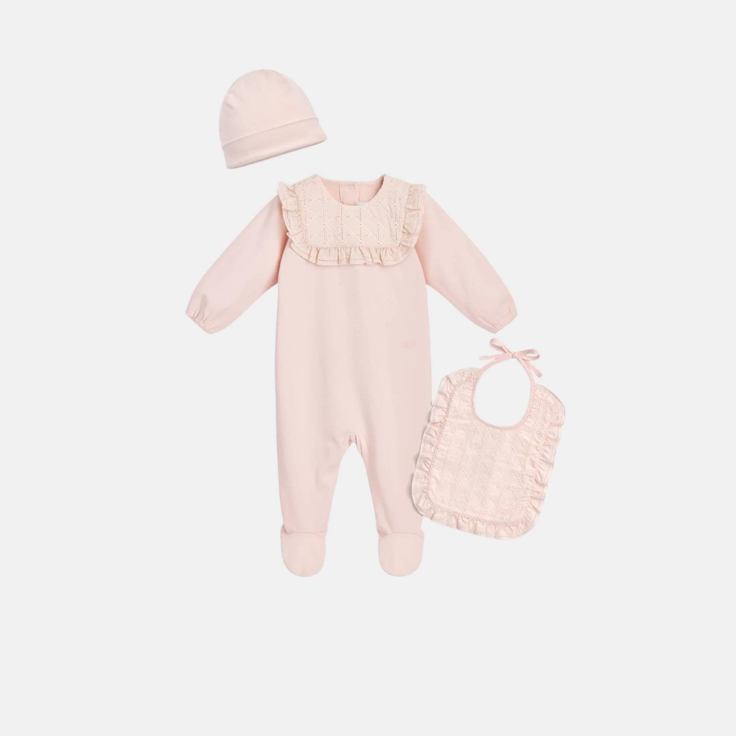 Newborn Gift Set Pale Pink Cannage Cotton Jersey and Voile