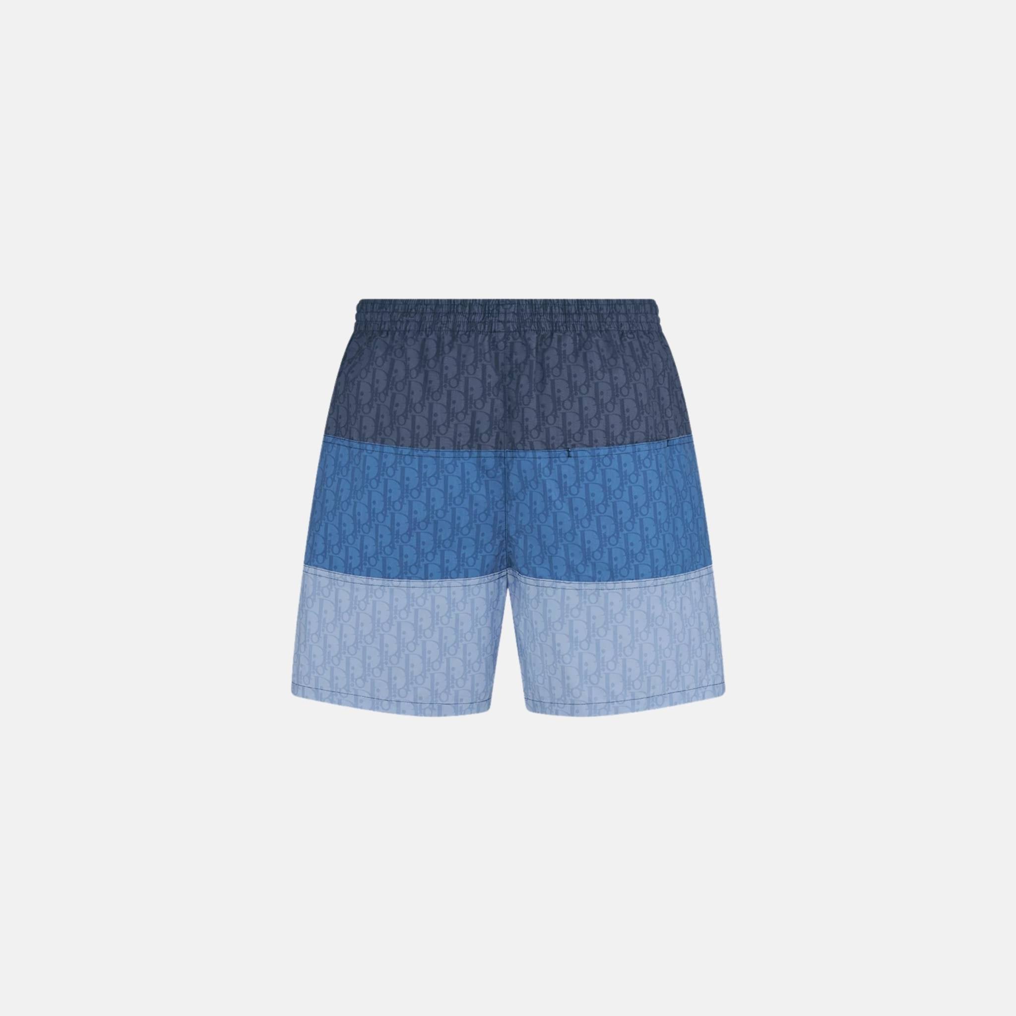 Oblique Swim Shorts In Color Block Technical Fabric