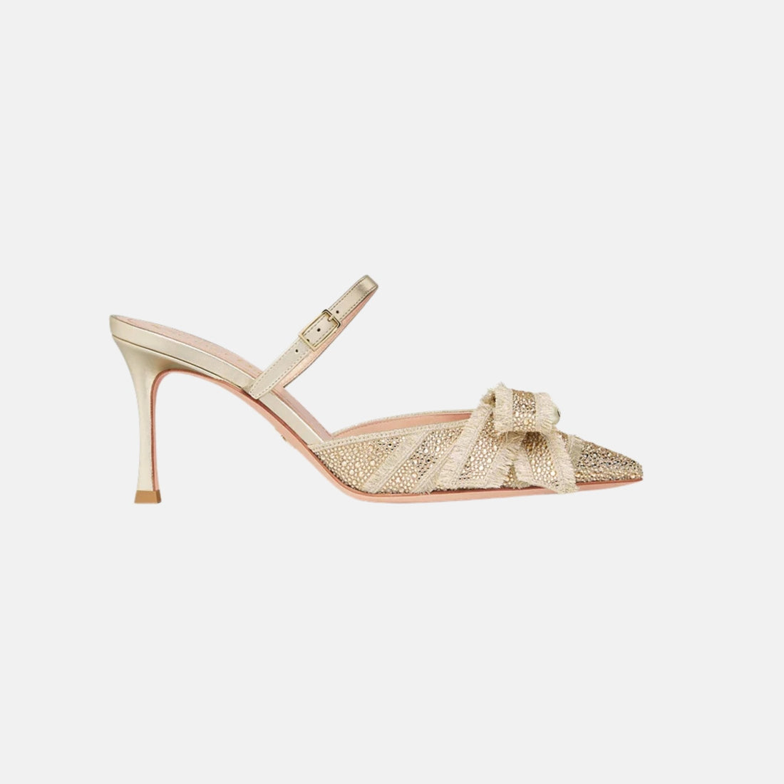 Or Adiorable Heeled Mule In Cotton and Laminated Lambskin