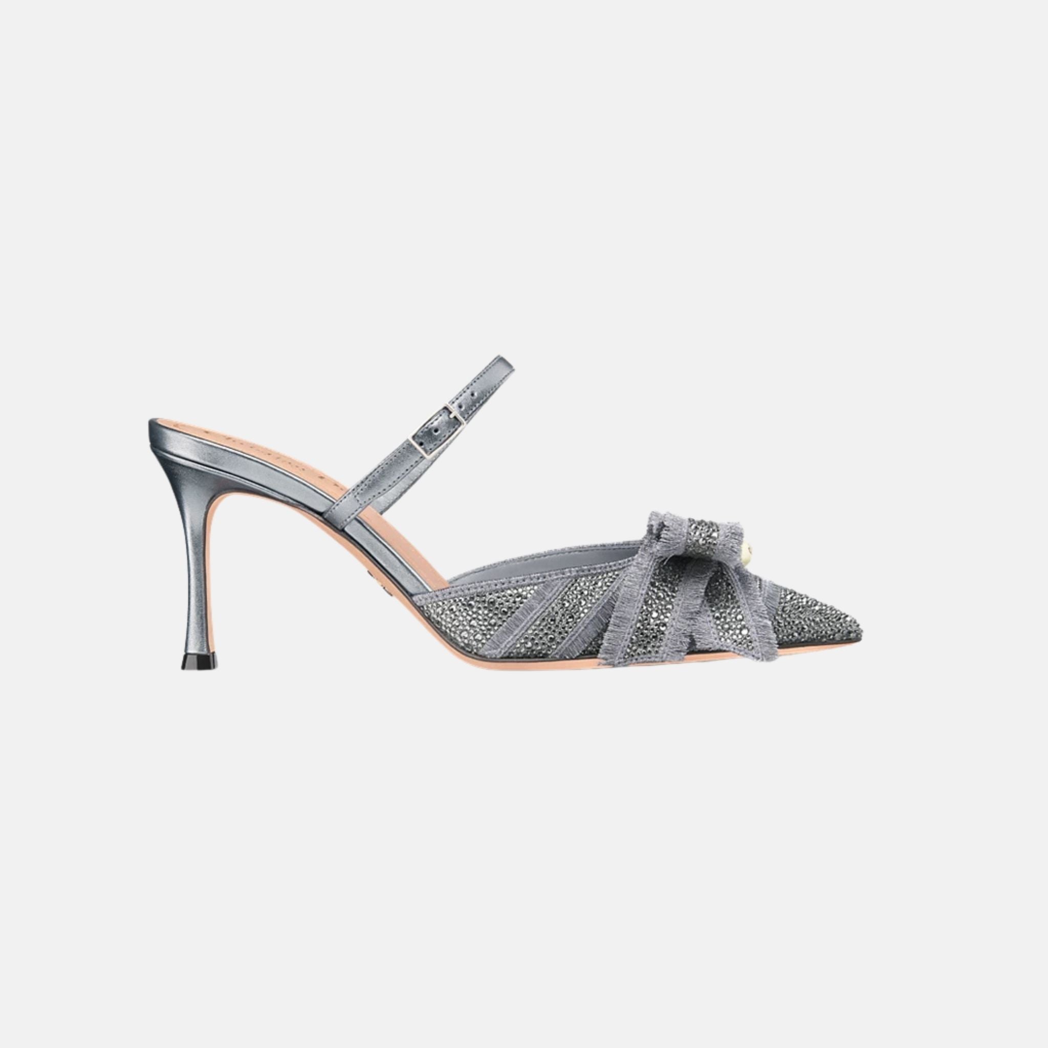 Or Adiorable Heeled Mule In Cotton and Laminated Lambskin