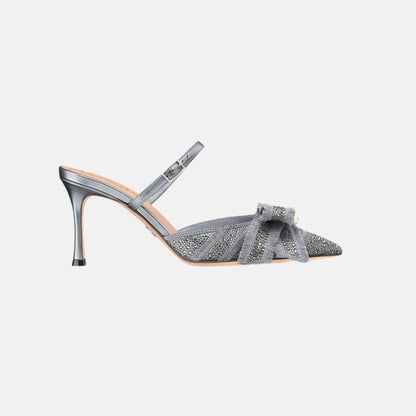 Or Adiorable Heeled Mule In Cotton and Laminated Lambskin