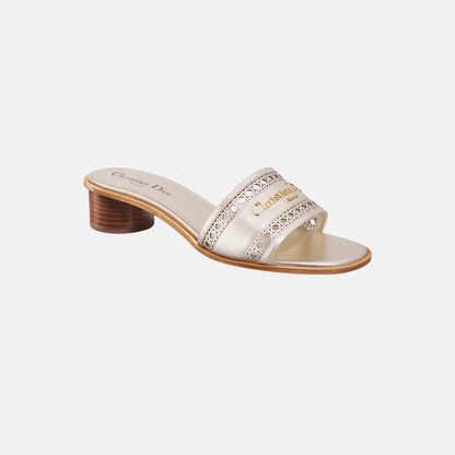 Or D Lane Heeled Slide In Microcannage Laminated Calfskin