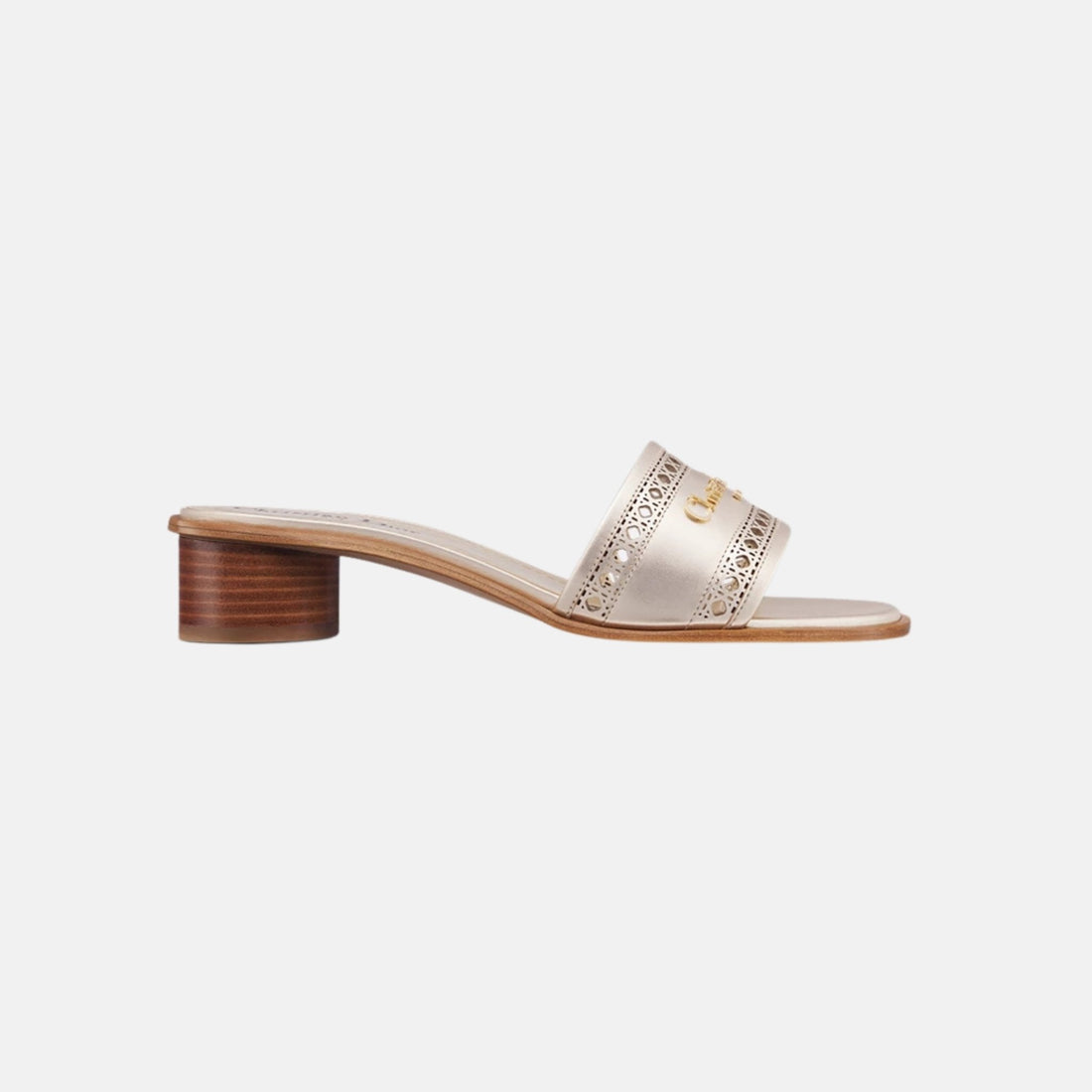 Or D Lane Heeled Slide In Microcannage Laminated Calfskin