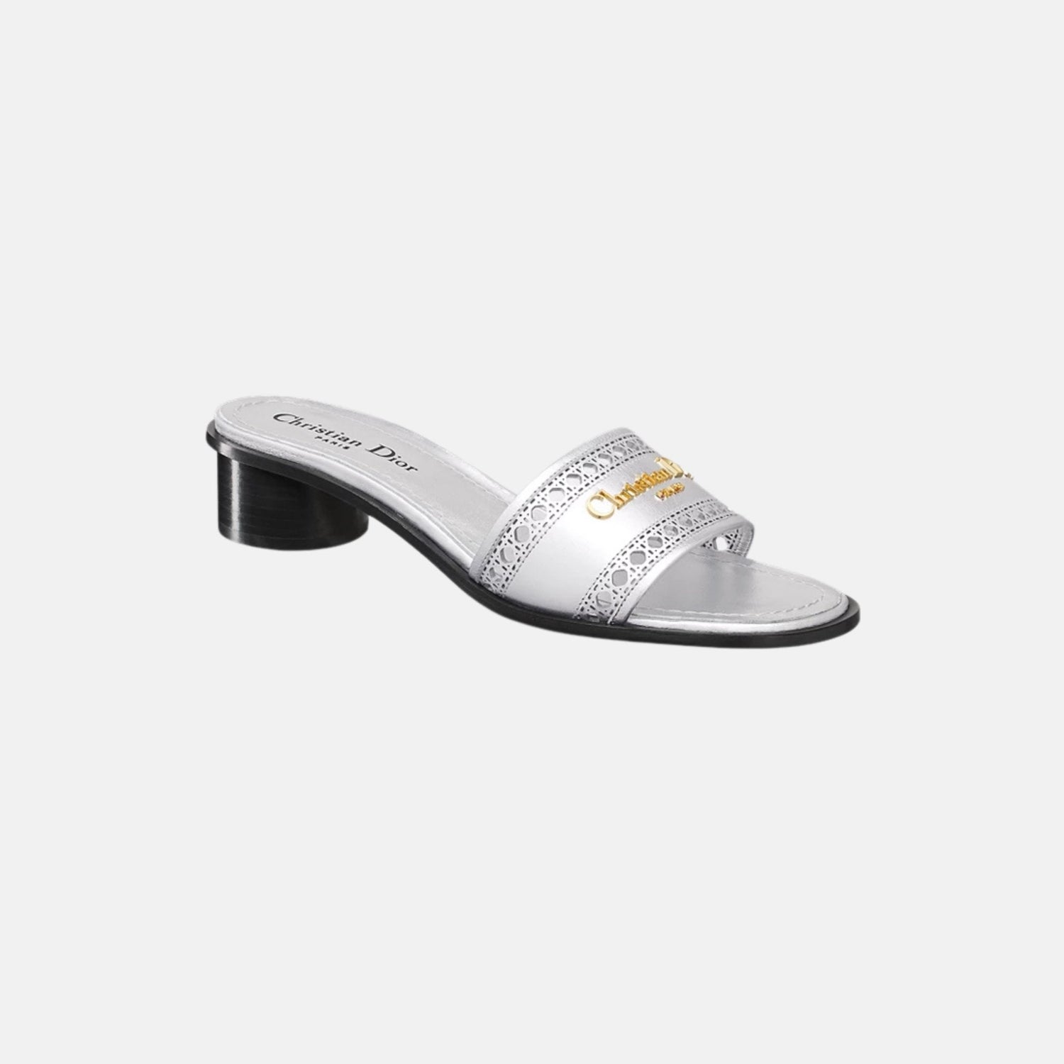 Or D Lane Heeled Slide In Microcannage Laminated Calfskin