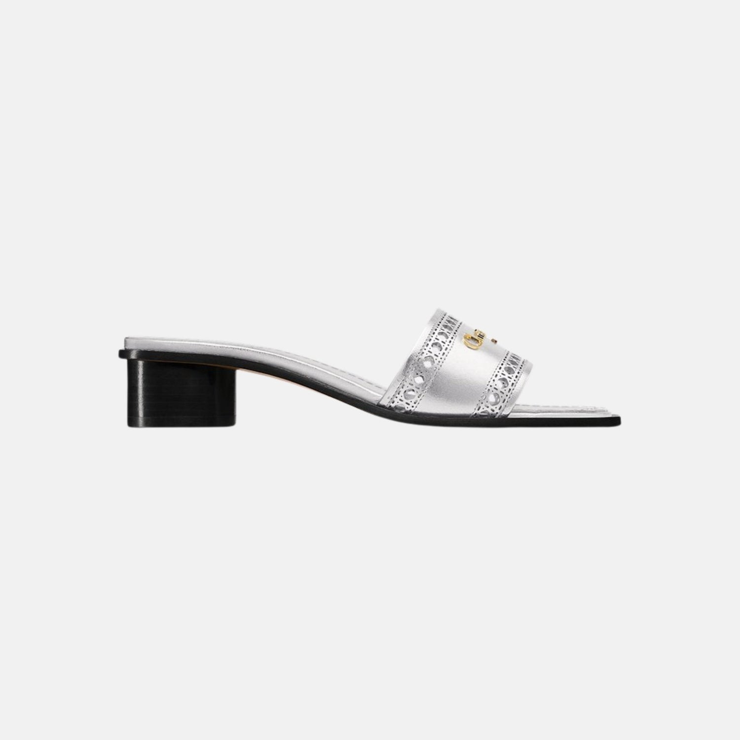 Or D Lane Heeled Slide In Microcannage Laminated Calfskin