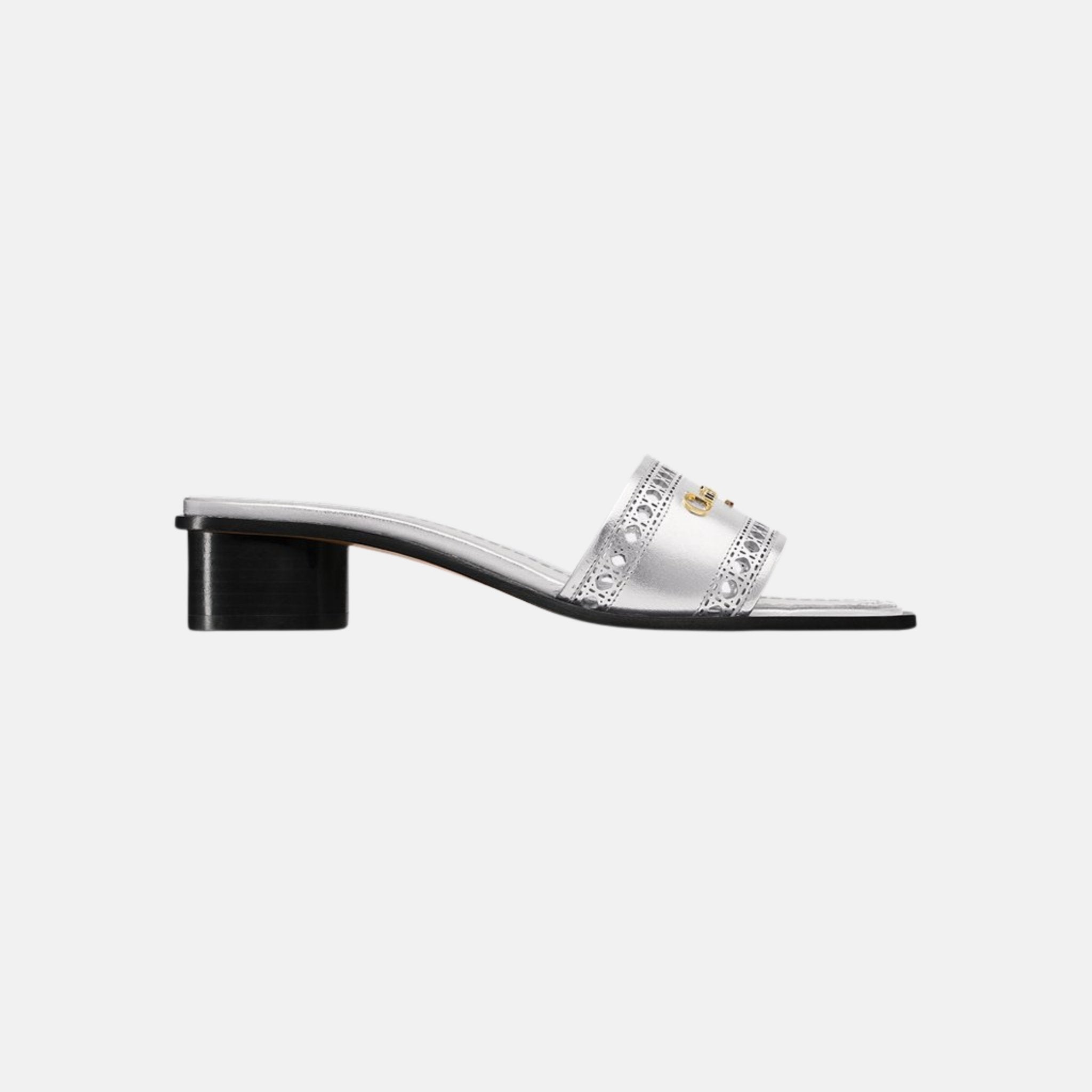 Or D Lane Heeled Slide In Microcannage Laminated Calfskin