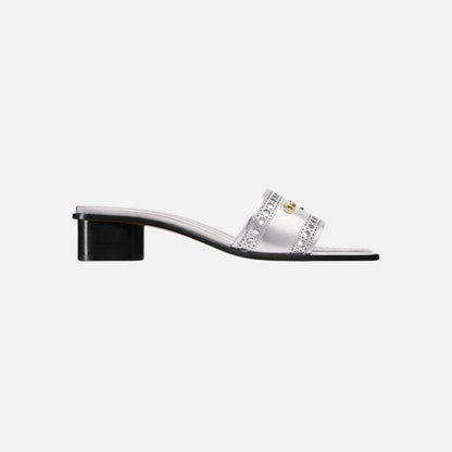Or D Lane Heeled Slide In Microcannage Laminated Calfskin