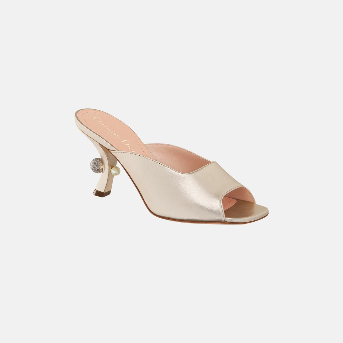 Or Dior Tribales Heeled Slide In Laminated Lambskin