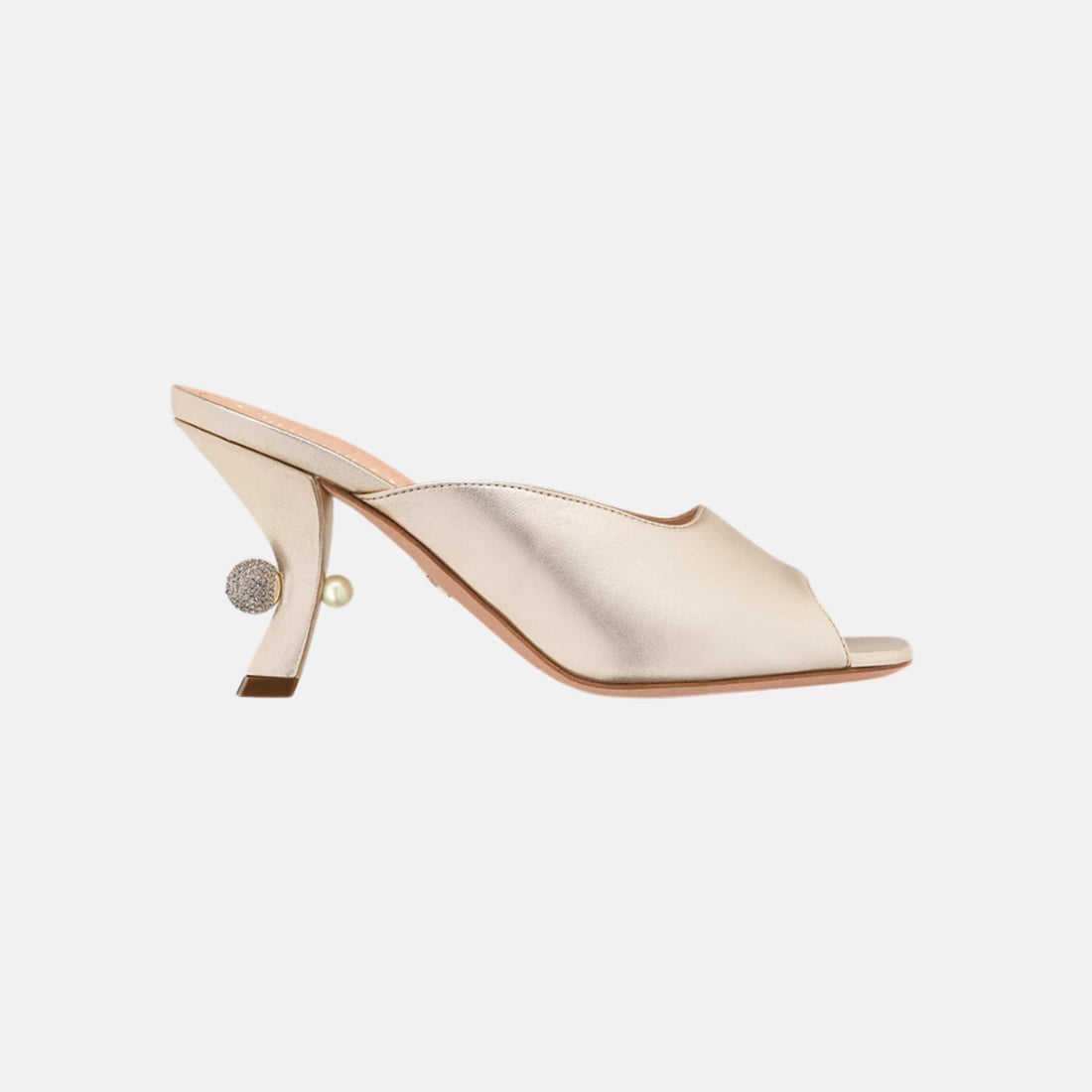 Or Dior Tribales Heeled Slide In Laminated Lambskin