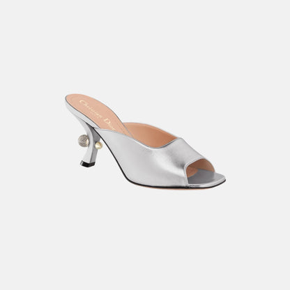 Or Dior Tribales Heeled Slide In Laminated Lambskin