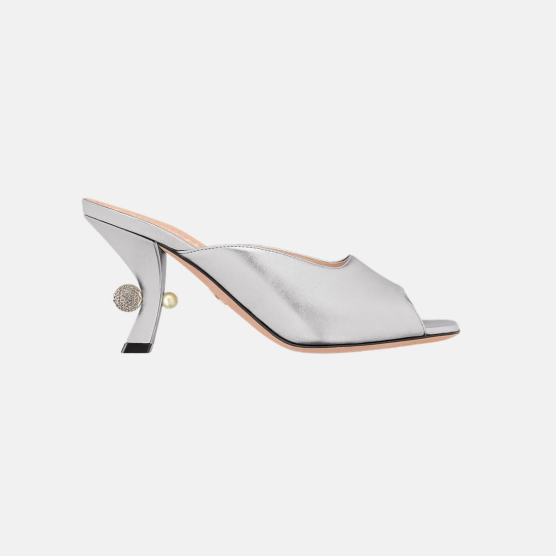 Or Dior Tribales Heeled Slide In Laminated Lambskin