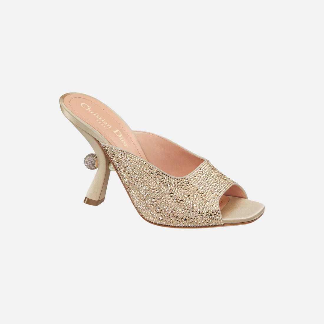 Or Dior Tribales Heeled Slide In Suede Goatskin &amp; Strass