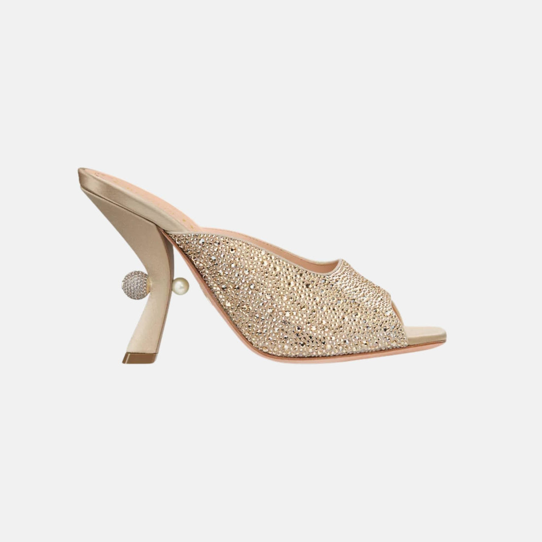 Or Dior Tribales Heeled Slide In Suede Goatskin &amp; Strass