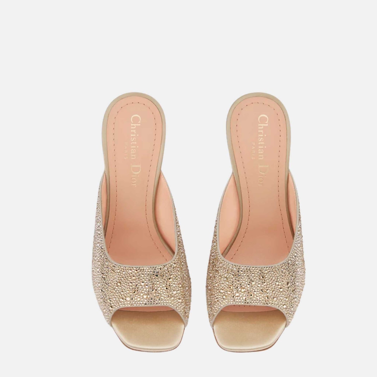 Or Dior Tribales Heeled Slide In Suede Goatskin &amp; Strass