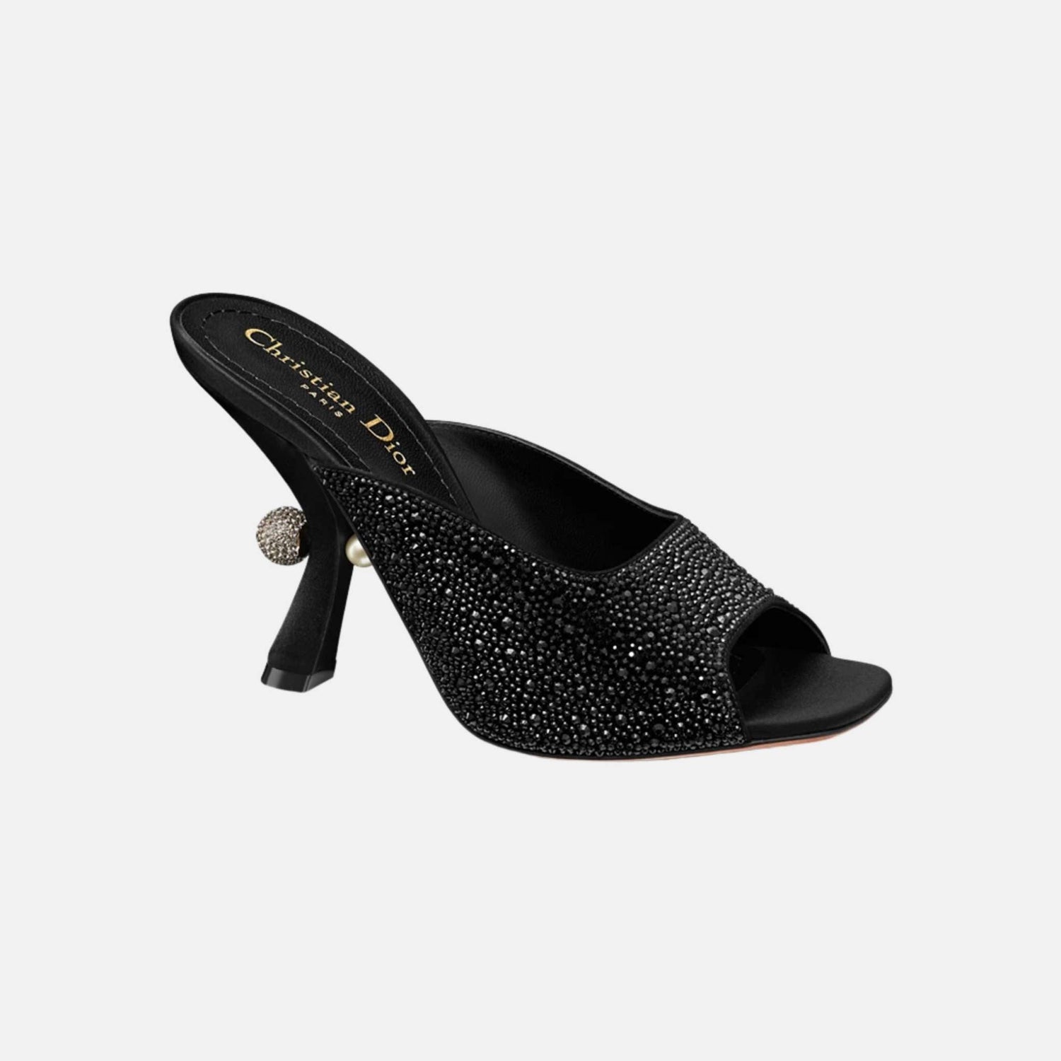 Or Dior Tribales Heeled Slide In Suede Goatskin &amp; Strass