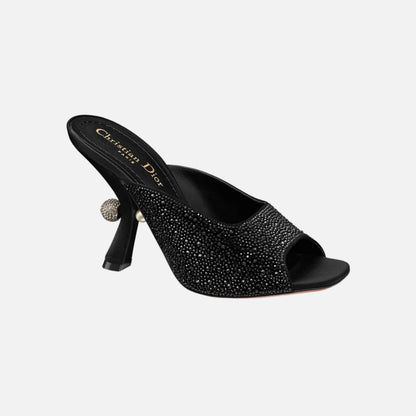 Or Dior Tribales Heeled Slide In Suede Goatskin &amp; Strass